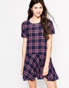 Pepe Jeans Nicoleta Check Smock Dress - Blue