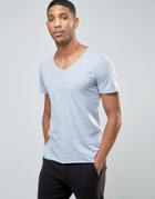 Selected Homme Scoop Neck T-shirt With Raw Hem - Blue