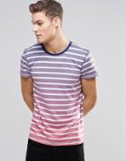 Esprit Stripe Dip Dye T-shirt - Blue