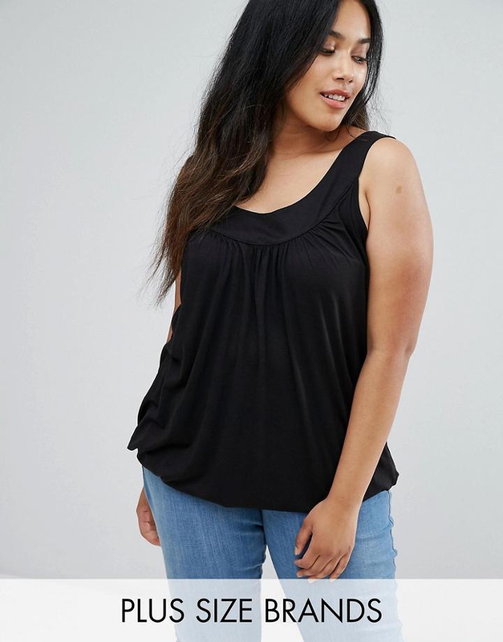 New Look Plus Bubble Hem Top - Black