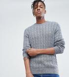 Farah Ludwig Twisted Yarn Cable Knit Sweater In Navy Fleck - Navy