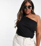 Pieces Curve One Shoulder Top In Black