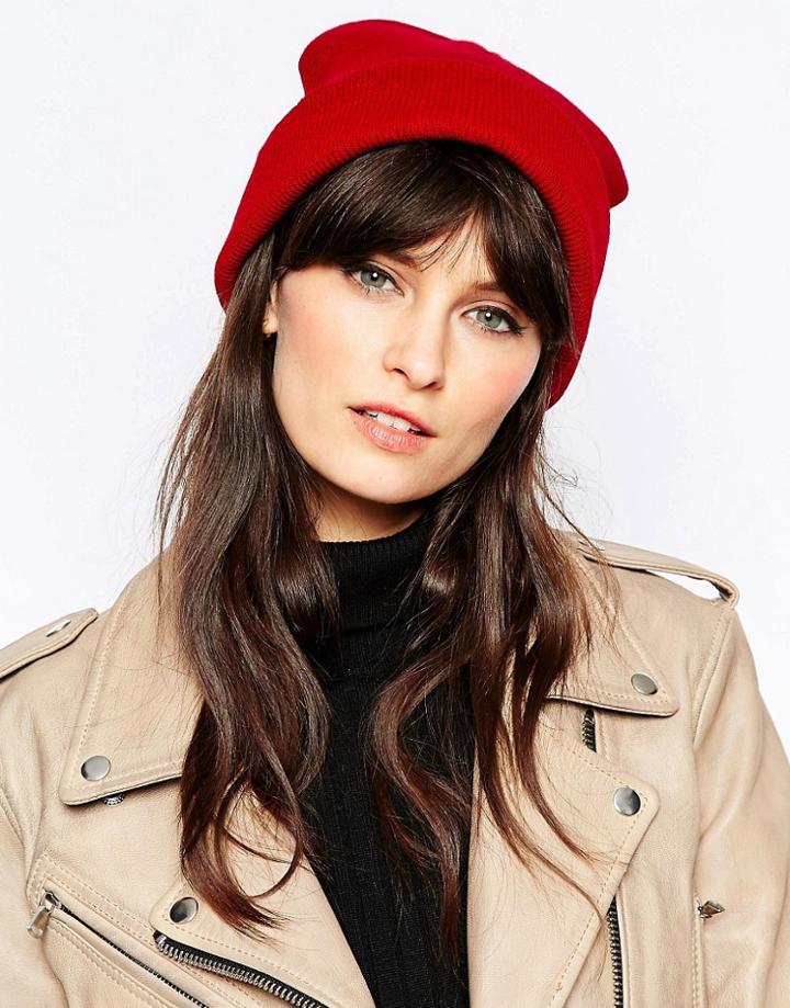 7x Deep Turn Up Beanie Hat - Red