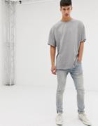 Asos Design Oversized T-shirt With Crew Neck In Gray Marl - Gray
