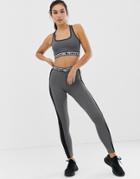 Prettylittlething Gym Sports Leggings With Contrast Stripe In Charcoal - Gray