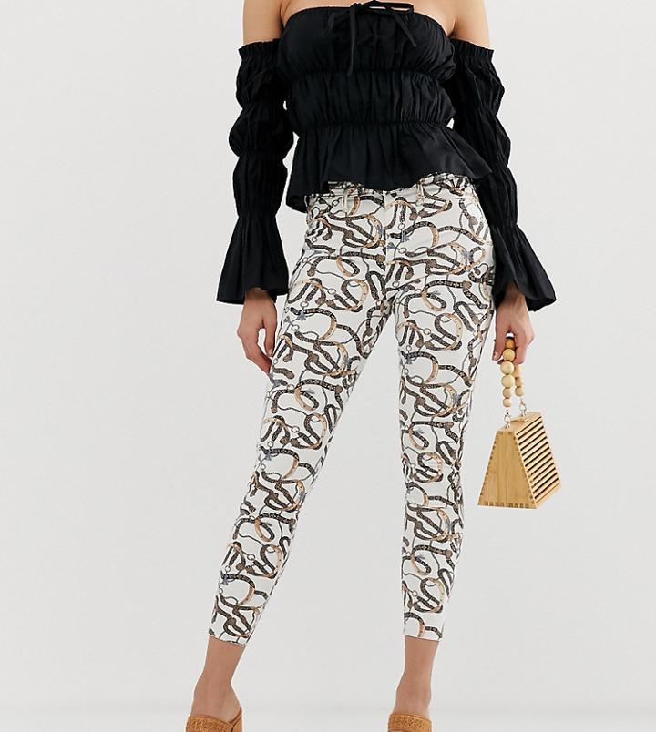 River Island Molly Skinny Jeans In Chain Print - Multi