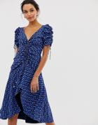 C/meo Collective Sanguine Floral Midi Dress-blue