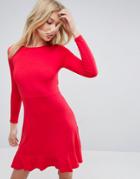 Asos Frill Hem Mini Dress - Red