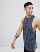 Asos Design Racer Back Sleeveless T-shirt In Navy Inject Fabric - Navy