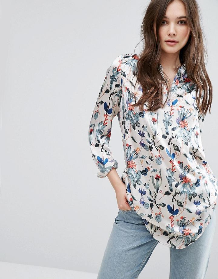 Vila Cactus Print Tunic Top - Multi