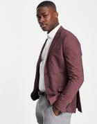 Jack & Jones Premium Slim Fit Sateen Suit Jacket In Burgundy-red