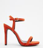 New Look Velvet Heeled Sandal In Orange-red