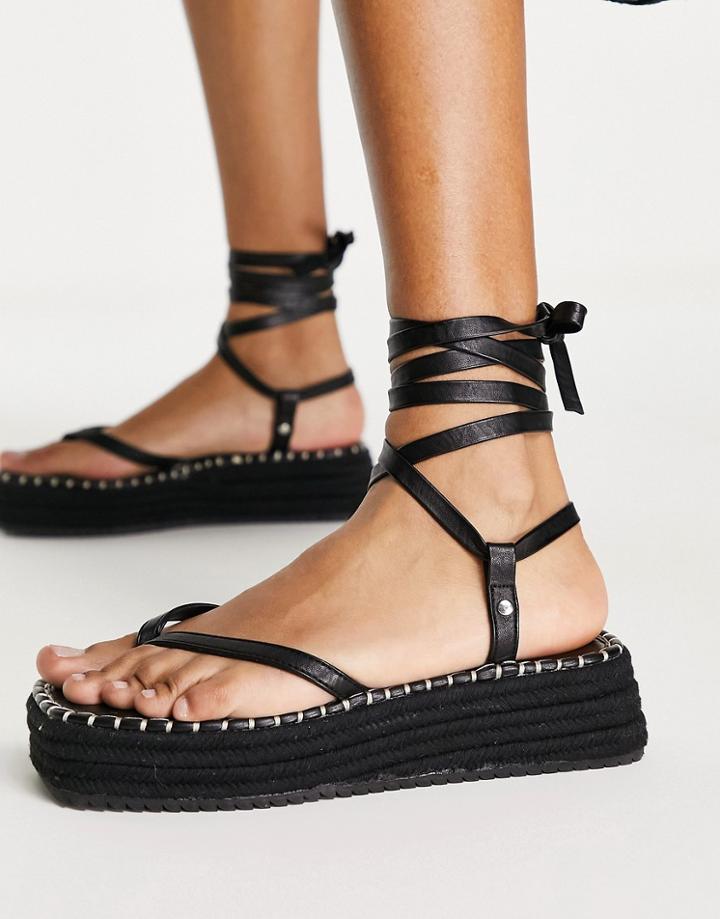 Asos Design Joanna Flatform Espadrilles In Black