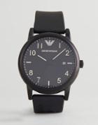 Emporio Armani Ar11071 Leather Watch In Black - Black