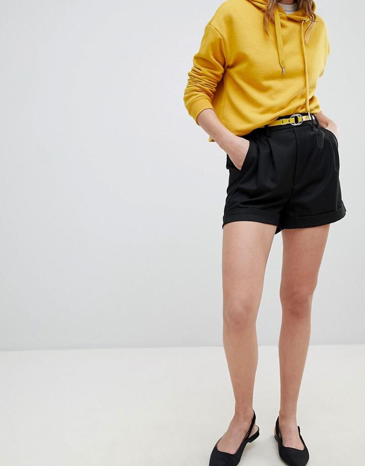Bershka Tailored Short In Black - Black