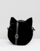Monki Cat Ear Faux Fur Cross Body Bag - Black