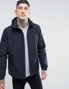Farah Newbern Nylon Zip Through Hooded Jacket In Black - Black