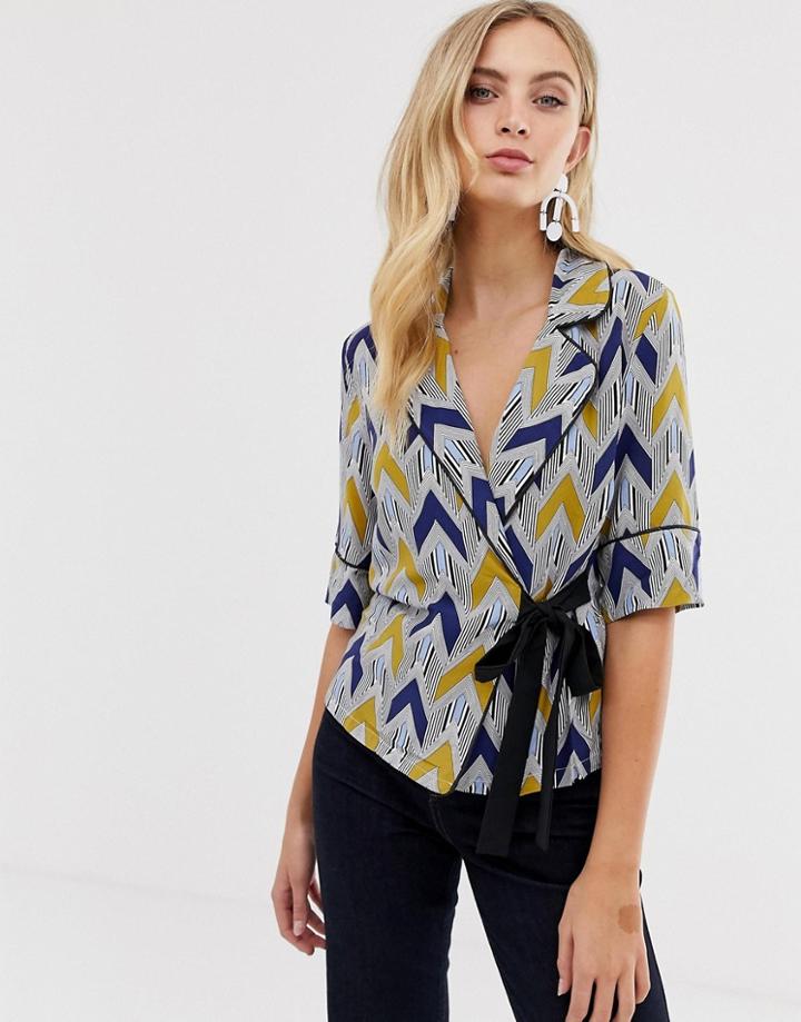 Vila Printed 3/4 Sleeve Blazer - Multi