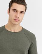 Selected Homme Roll Hem Crew Neck Sweater In Khaki