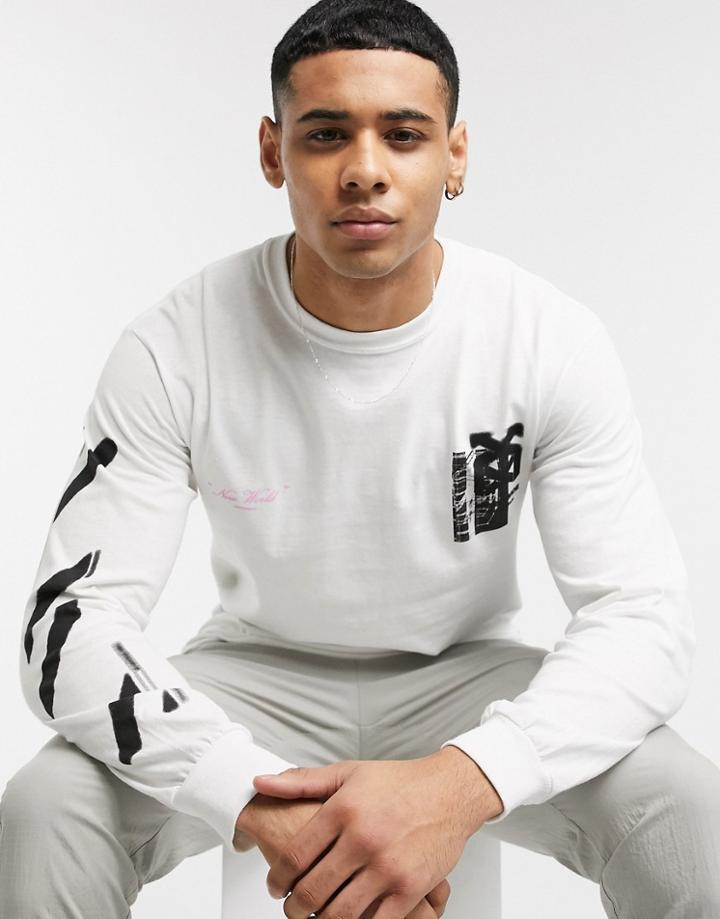 River Island Sweatshirt With Photographic Print In White