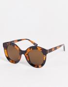 Jeepers Peepers Oversized Retro Sunglasses In Brown Stripe