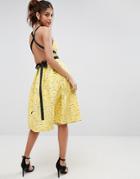 Asos Pinny Lace Stripe Prom Midi Dress - Yellow