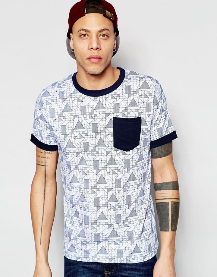 D-struct Geo Print Pocket T-shirt - White