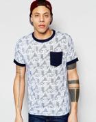 D-struct Geo Print Pocket T-shirt - White