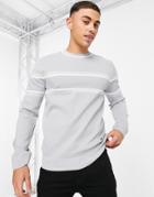 River Island Piping Block Crew Sweater In Gray-grey
