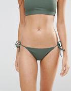 Asos Mix And Match Tie Side Brazillian Bikini Bottom In Rib - Green