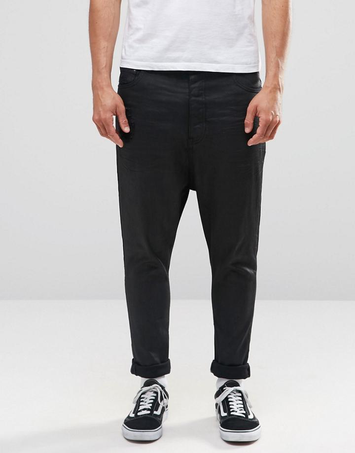 Asos Drop Crotch Jeans In Black - Black