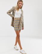 Asos Design Brown Check Mini Suit Skirt - Multi