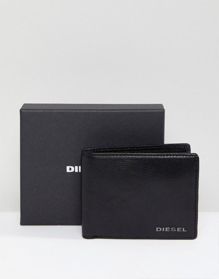 Diesel Bi-fold Leather Coin Wallet - Black
