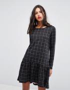 Vero Moda Check Print Frill Hem Dress - Multi