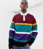 Collusion Multi Stripe Rugby Polo - Multi
