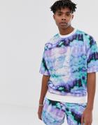 Asos Design Two-piece Short Sleeve Oversized Sweatshirt In Tie Dye - Blue