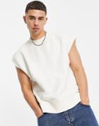 Topman Oversized Sleeveless Sweat In Ecru-neutral