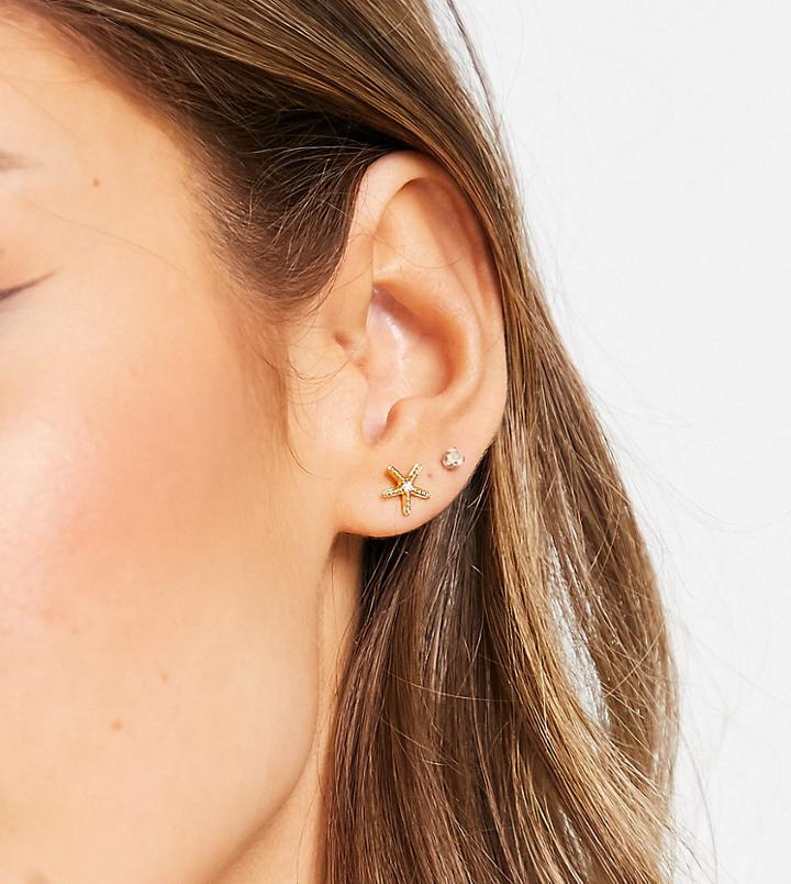 Ted Baker Starly Starfish Stud Earrings In Gold