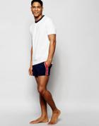 Asos Loungewear Shorts In Pique With Side Tape Stripe Detail - Navy