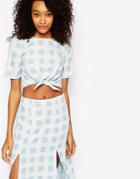 Asos Crop Top Co-ord In Check Print - Blue