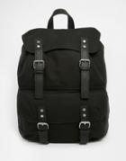 Asos Smart Canvas Backpack In Black - Black
