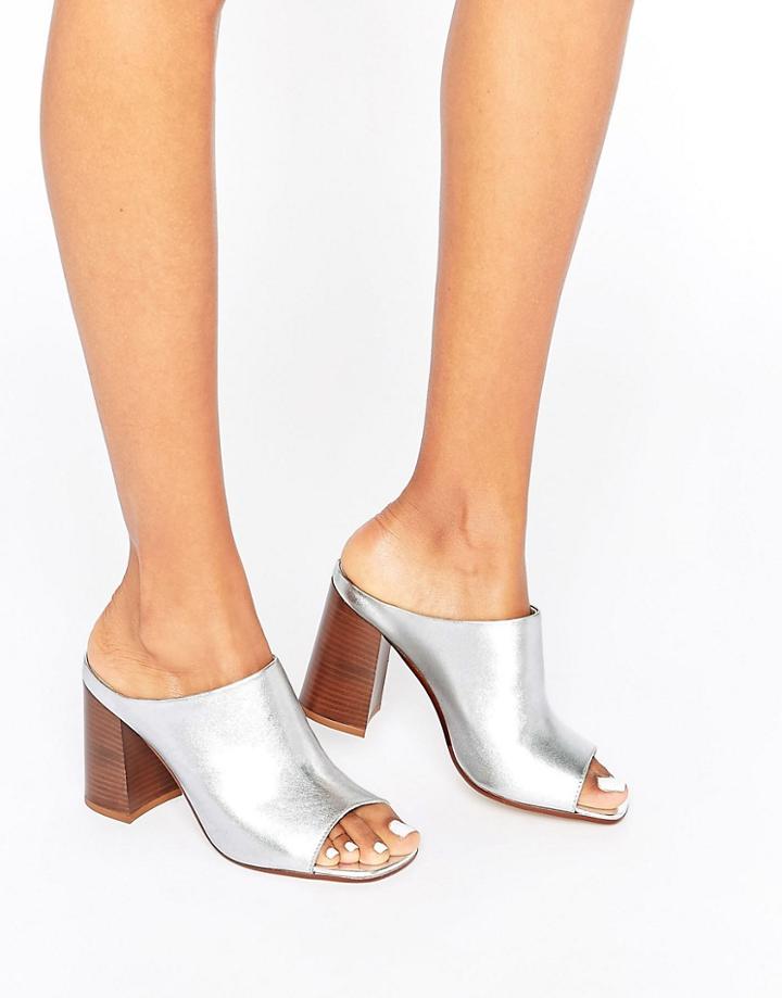 Asos Tania Leather Mules - Silver