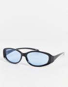 Asos Design Recycled Y2k Runner Sunglasses In Black And Blue