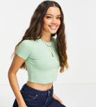 Asos Design Petite Fitted Crop T-shirt In Sage-green