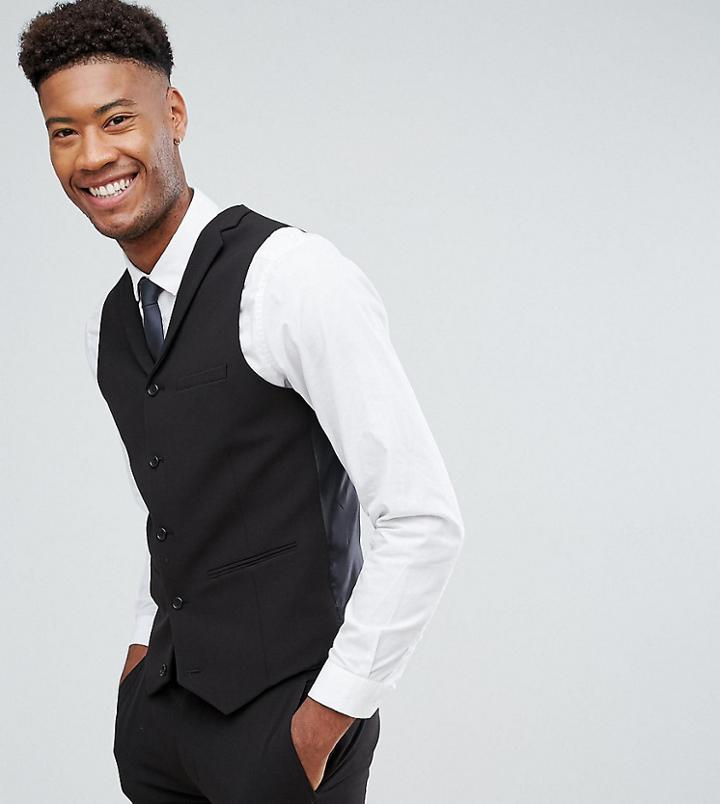 Asos Tall Super Skinny Fit Suit Vest In Black - Black