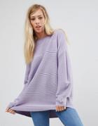 Asos Sweater In Oversized Ripple - Purple