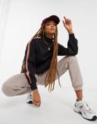 Blfd Funnel Neck Striped Sleeve Tape & Vinyl Print Sweatshirt In Black