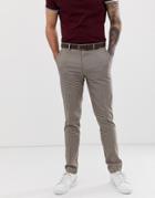 Asos Design Skinny Smart Pants In Camel Check-brown