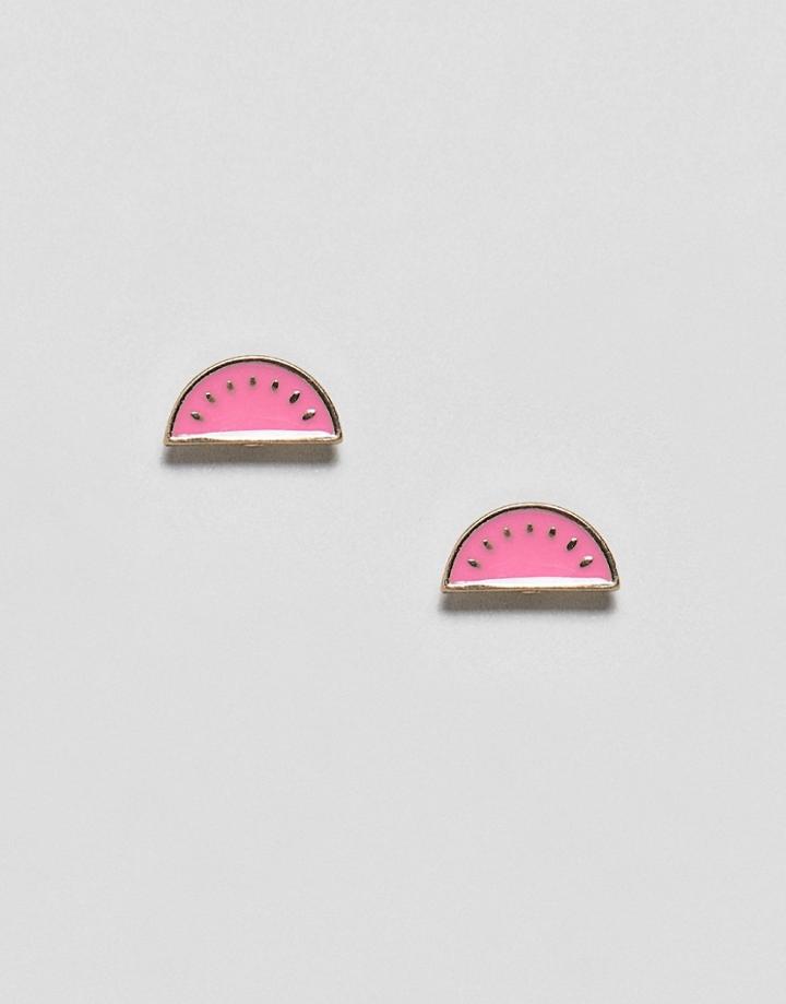 Skinny Dip Watermelon Stud Earrings - Pink