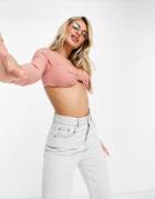 Club L London One Shoulder Crop Top In Terracotta - Part Of A Set-orange